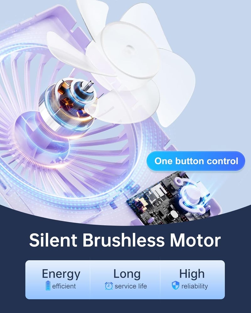 TriPole Mini Desk Fan USB Powered Portable Fan Small Personal Fan 3 Speeds Strong Airflow Table Fan for Travel Home Office Bedroom Desktop, 3.3ft Cable (No Battery, Purple) - Image 2